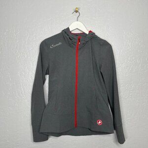 Castelli Women M Gray Race Day Jacket Full Zip Hooded Pockets Cycling